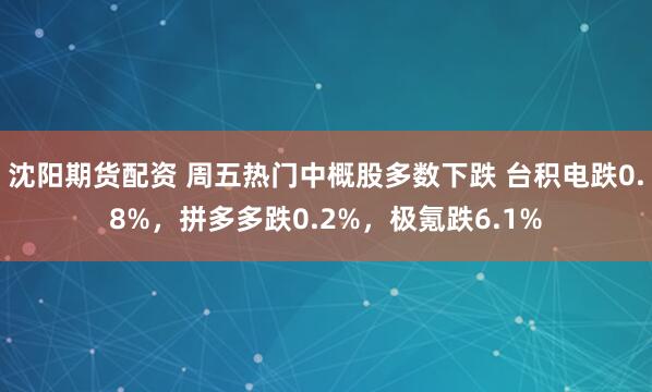 沈阳期货配资 周五热门中概股多数下跌 台积电跌0.8%，拼多多跌0.2%，极氪跌6.1%